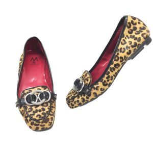 M by MARINELLI Black & Cheetah Leather Flat 7